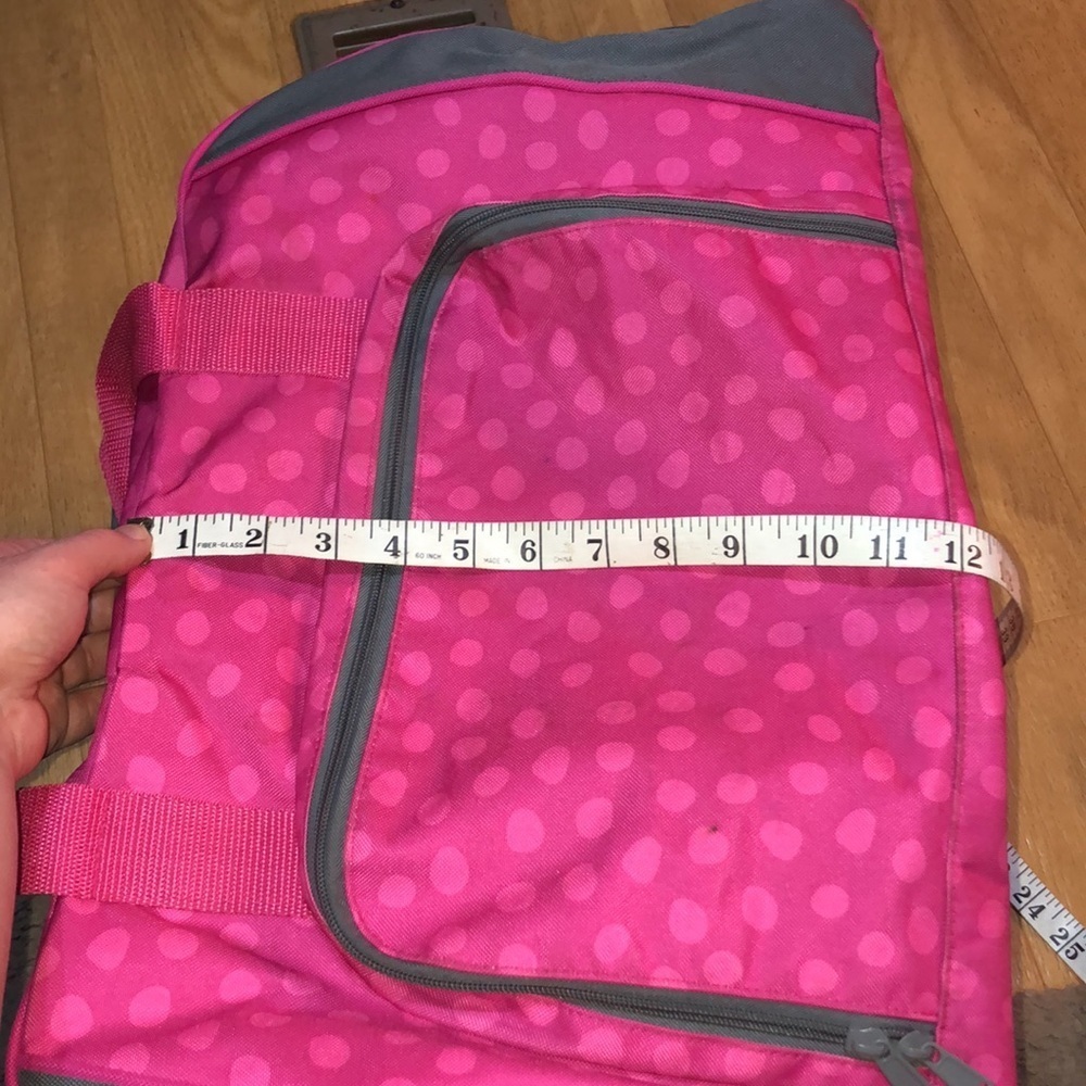 Thirty one duffel bag polka dot travel bag large thirty one bag pink and gray - Picture 9 of 15